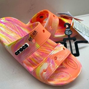 NEW Crocs Marbled Sandal Papaya sz 9